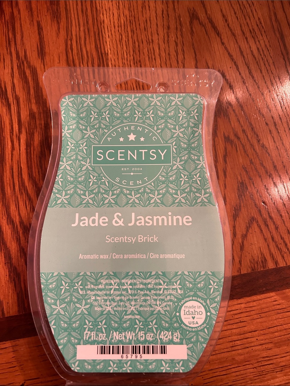 Scentsy Jade & Jasmine Wax Brick — Mint Green